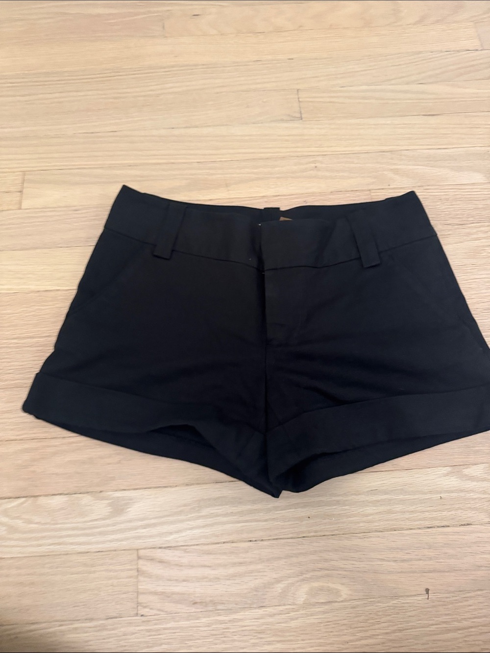 Alice + Olivia Black High-Waist Cuffed Dress Shorts